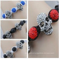 Handmade ajustável crânio pulseiras shamballa com bola de cristal BR166